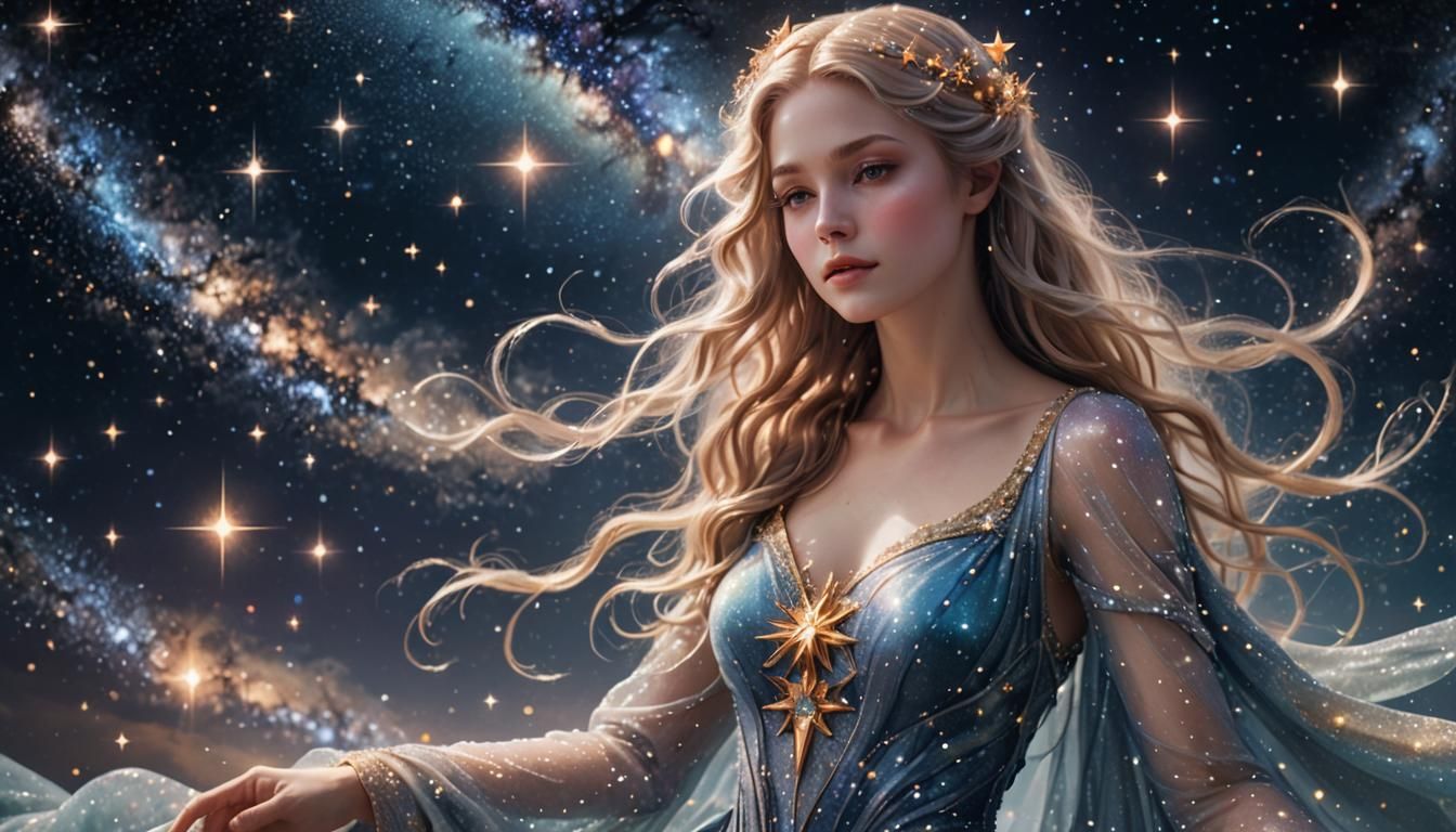 Ethereal Star Maiden in Cosmic Fantasy Art
