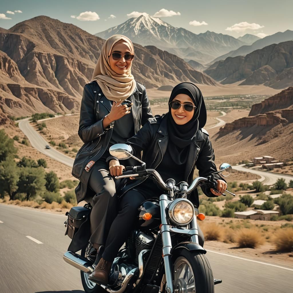 Motorcycle Ride with Mountain View: 4D Caricature