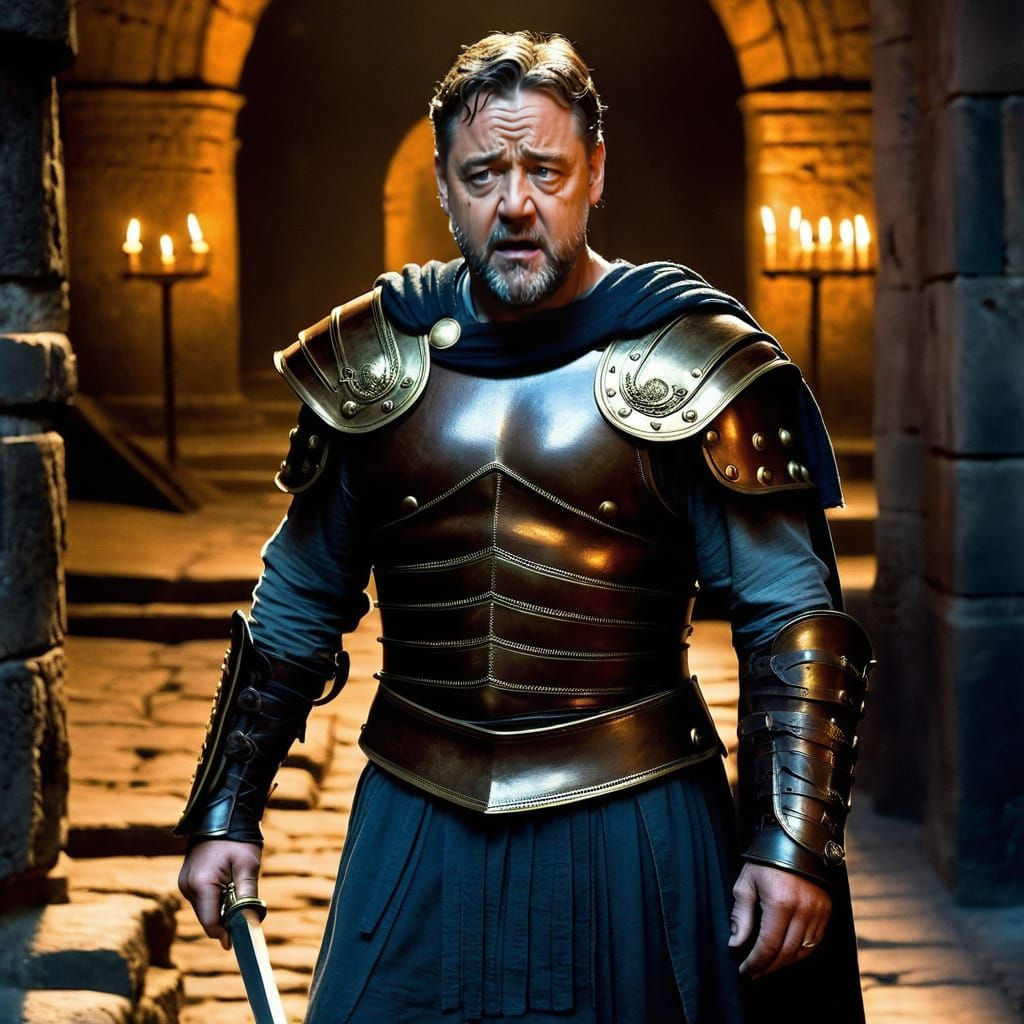 Gladiator Russell in Dark Ancient Colosseum Dungeon