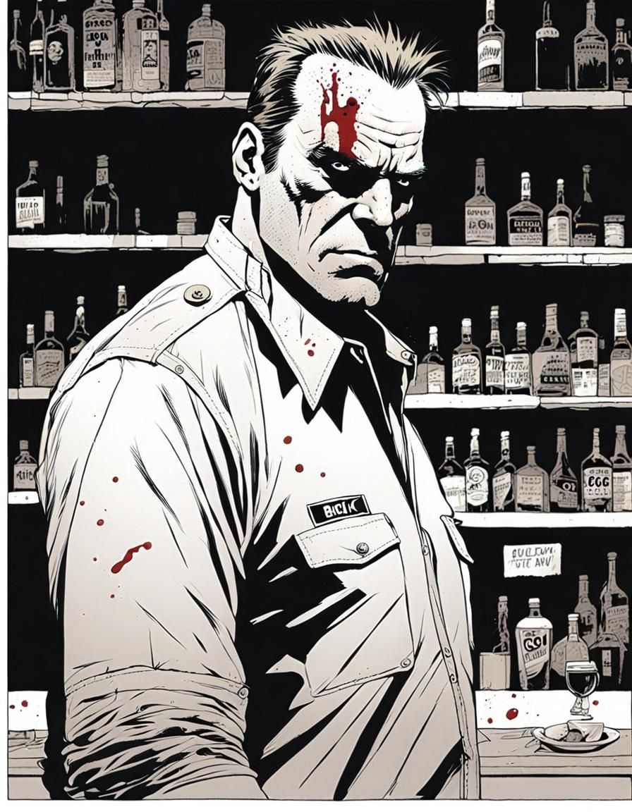 Gritty Noir Portrait of an Ex-Cop in Sin City Style
