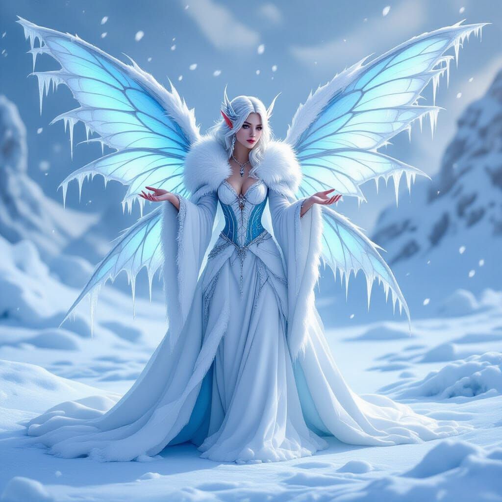 Icy Fairy Creates Winter Storm in Frozen Tundra