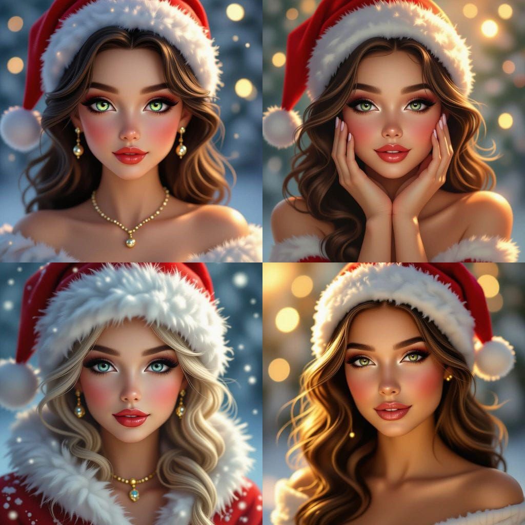 Hyperrealistic Christmas Nymph with Dollface
