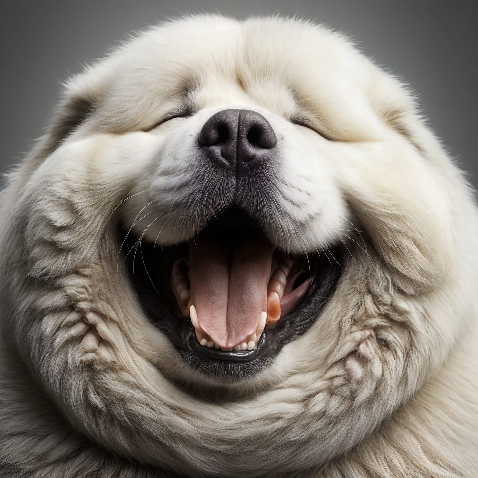 Comical Close-up of Laughing Great Pyrenees