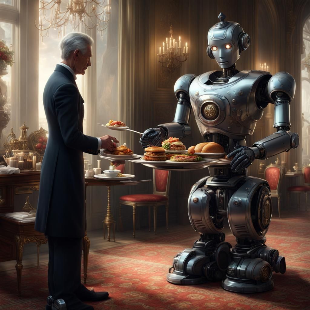 Robot Butler Serves Royal Guest: Digital Matte Painting