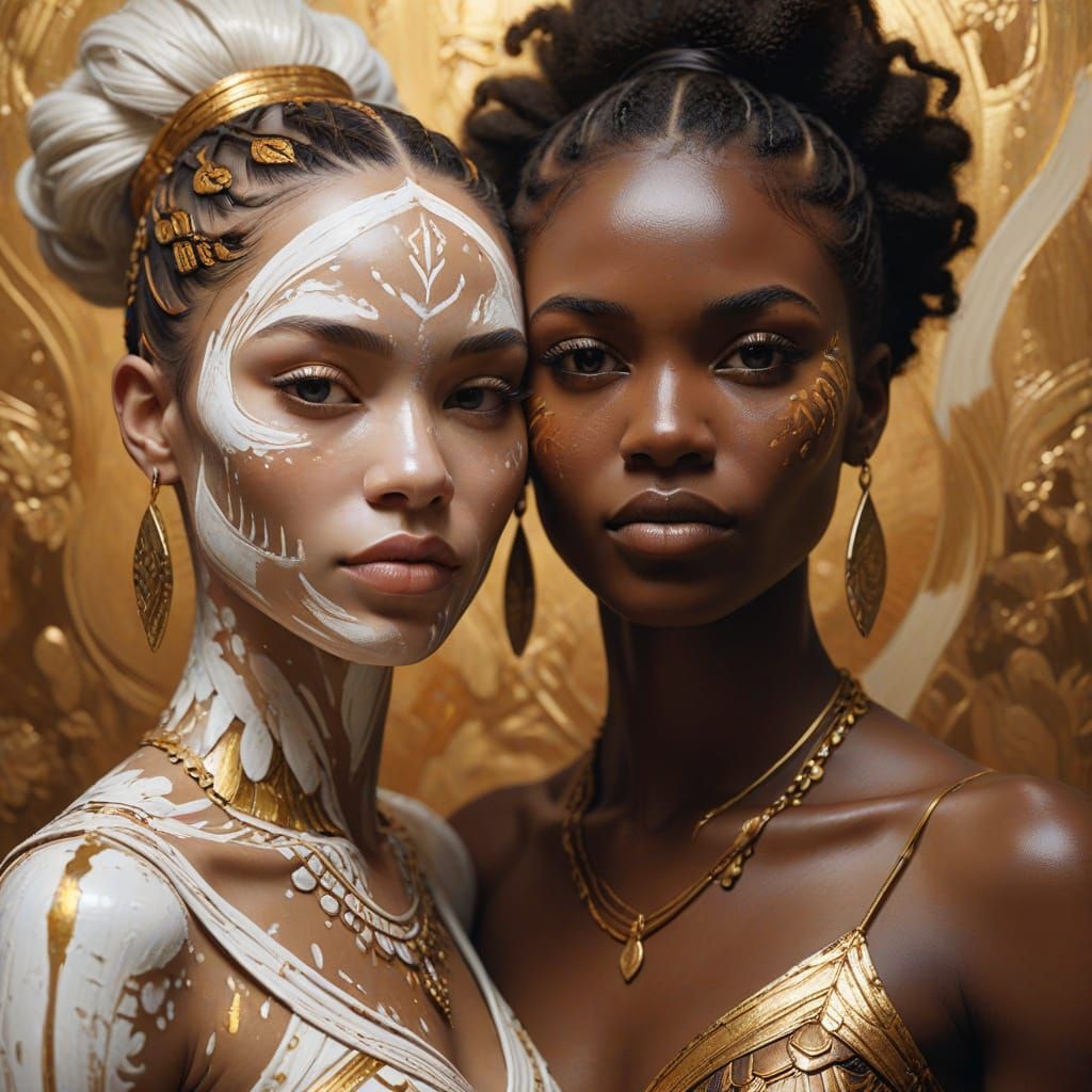 Harmonious Portrait in Impasto Style: Unity and Peace