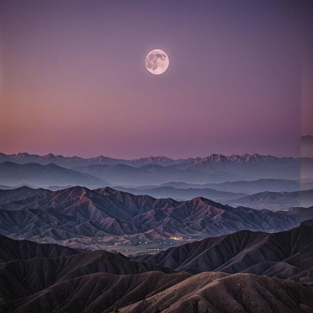 Luminous Super Moon Dominates Purple Mountainscape