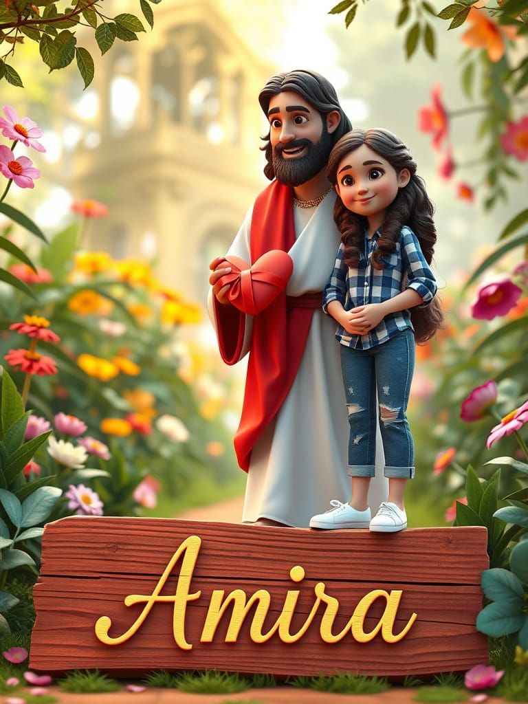 Whimsical Jesus Scene in Vibrant 3D Cartoon Style