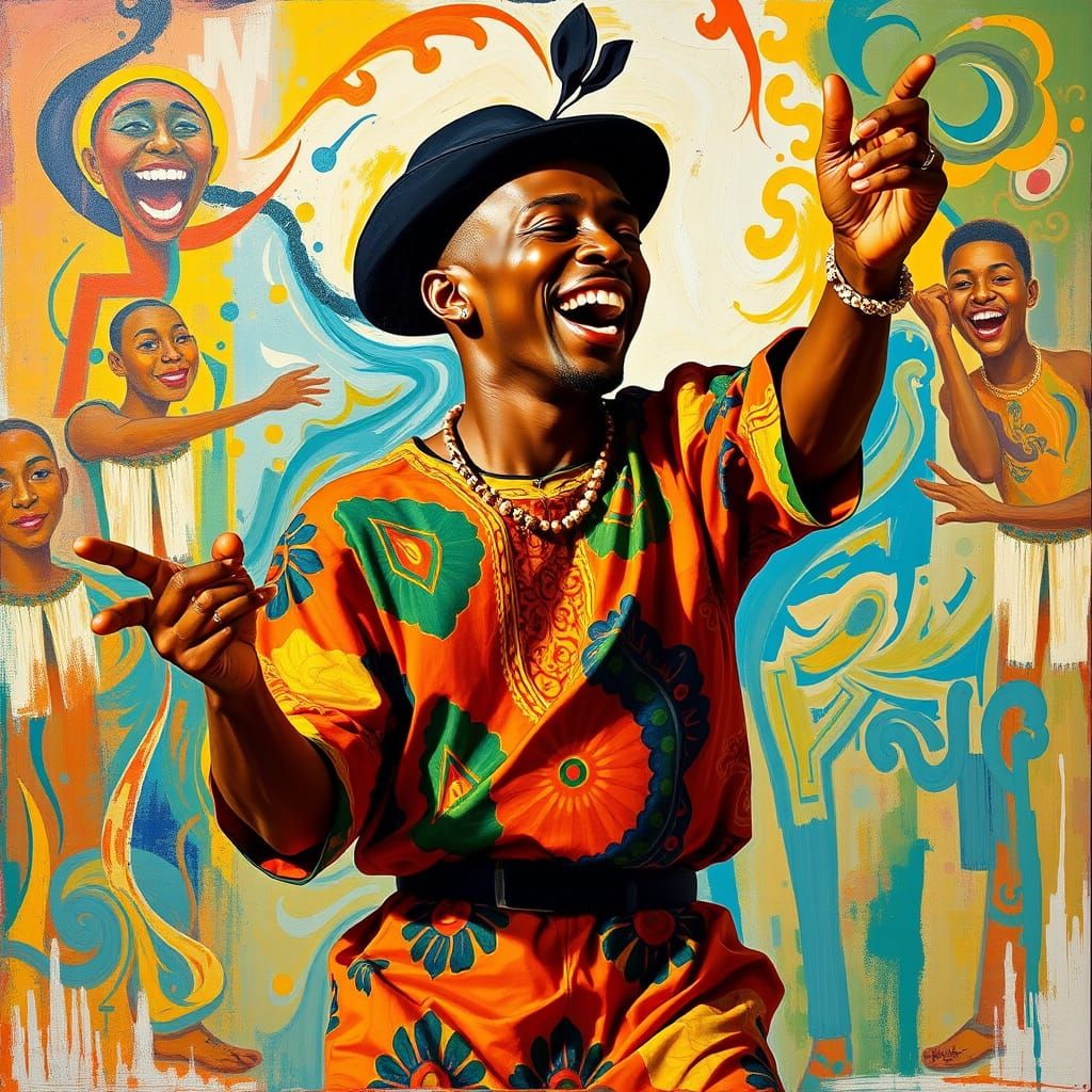 Vibrant African Man in Joyful Dance
