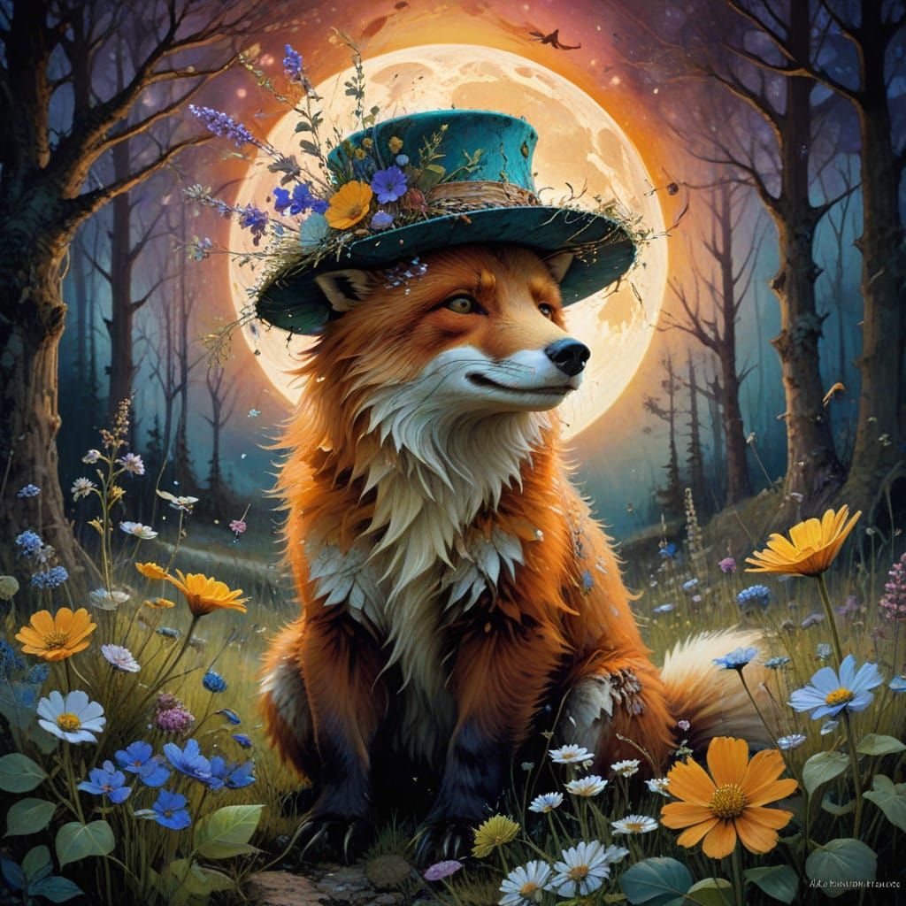 Surreal Whimsical Fox in an Ethereal Wonderland