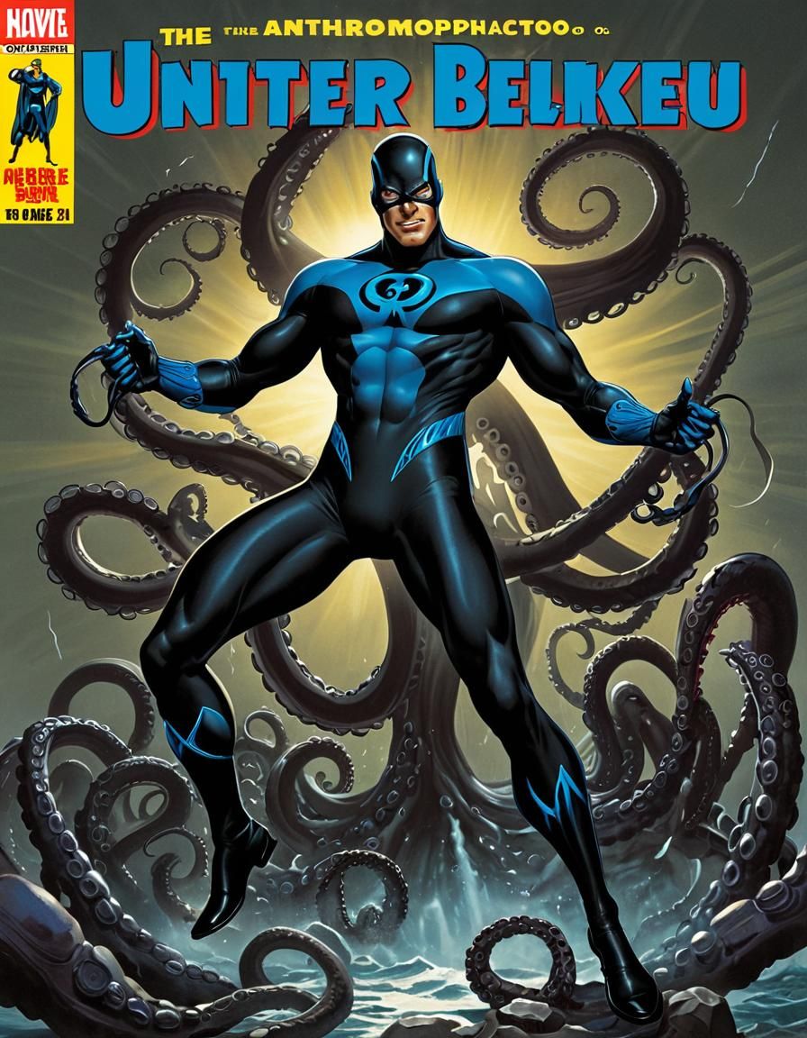 Heroic Octopus in Comic Book Action