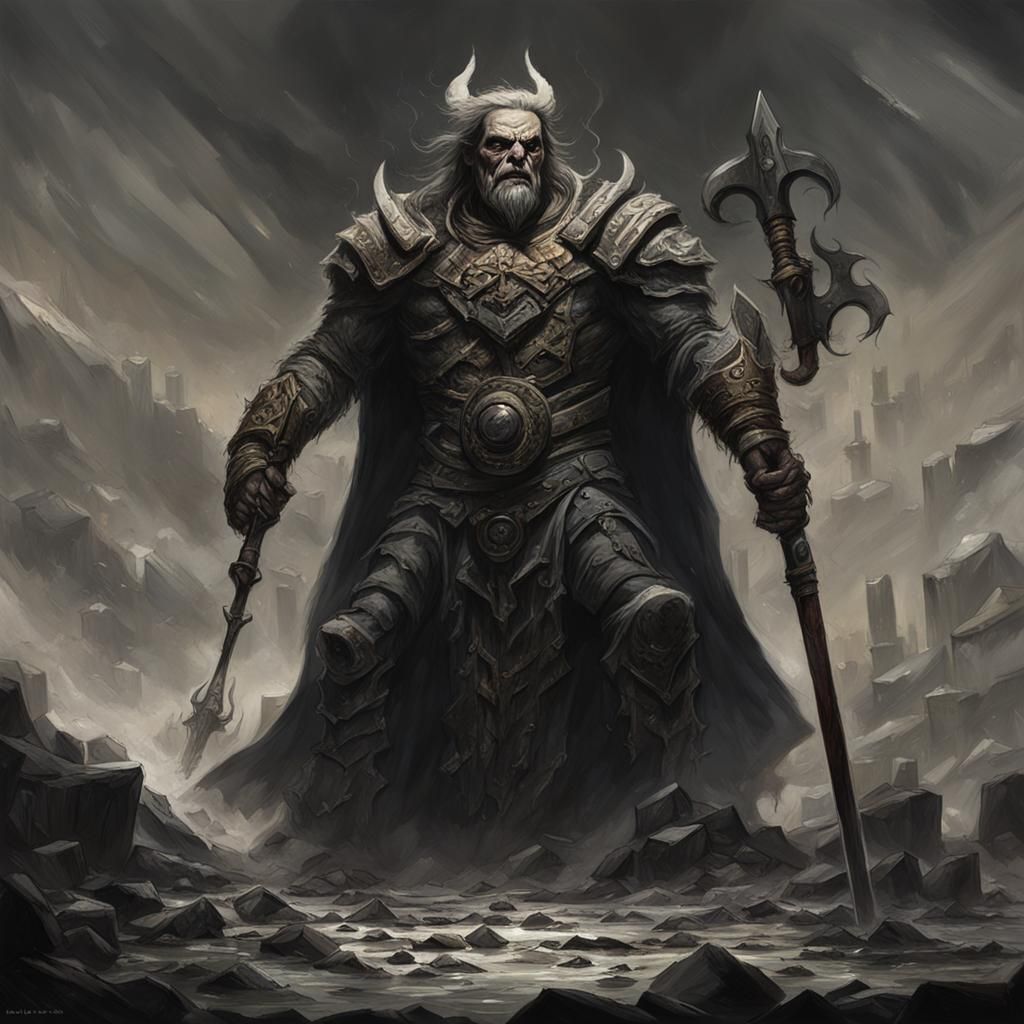 Sinister God Februus, in Fantasy Art Style