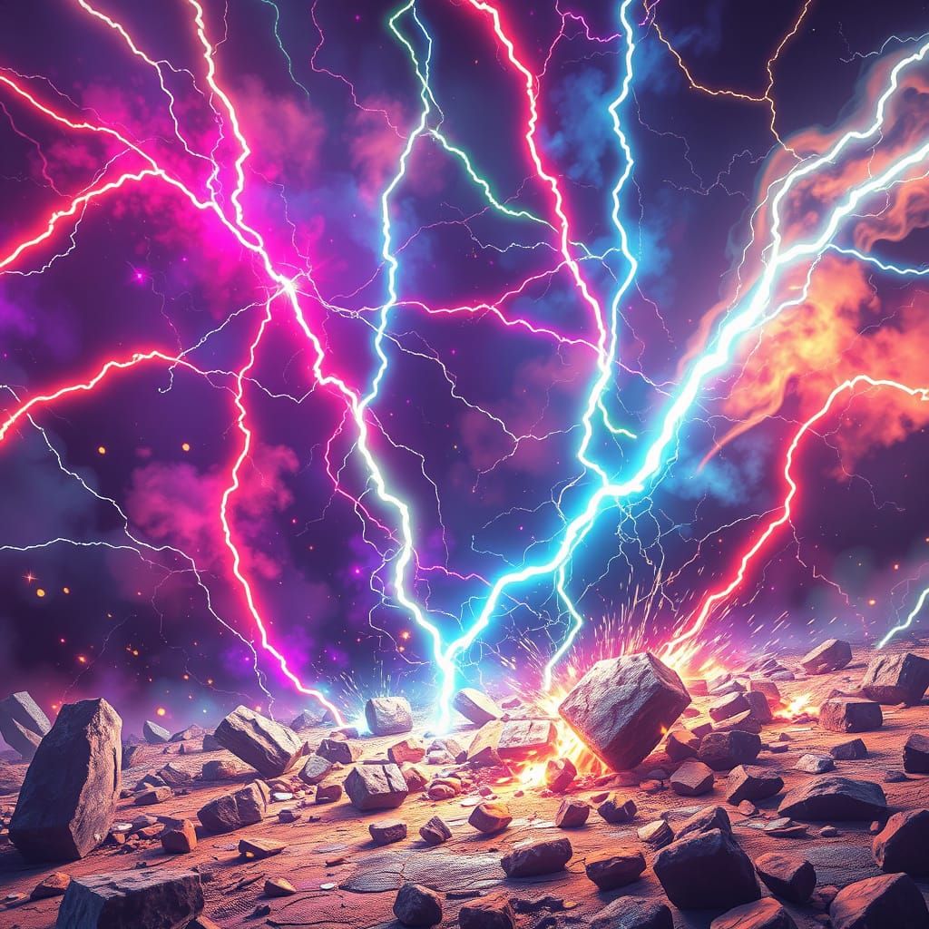Energetic Anime Background with Electrical Discharges