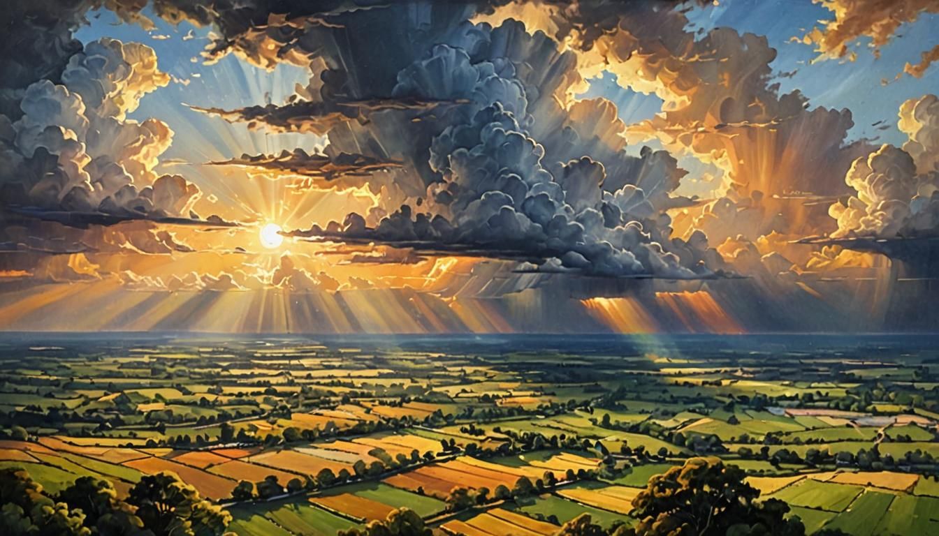 Silver Sunset Over Peaceful Countryside