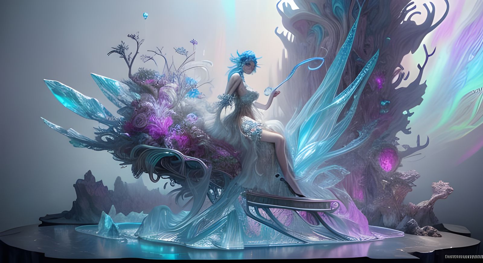 Hyperdetailed Ice Sculpture in Rich Fantasy Art Style
