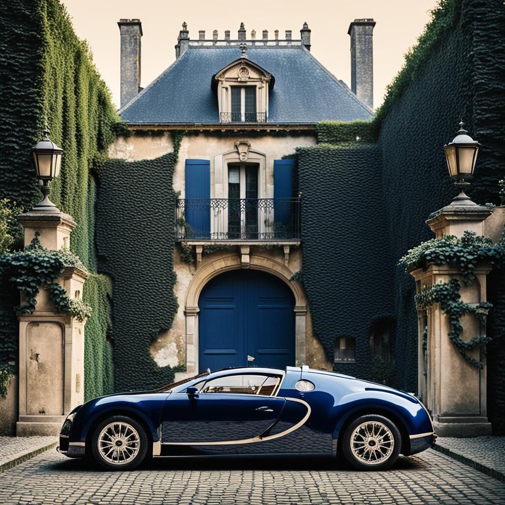 Vintage Bugatti in Neo-Cubist Art Deco Style