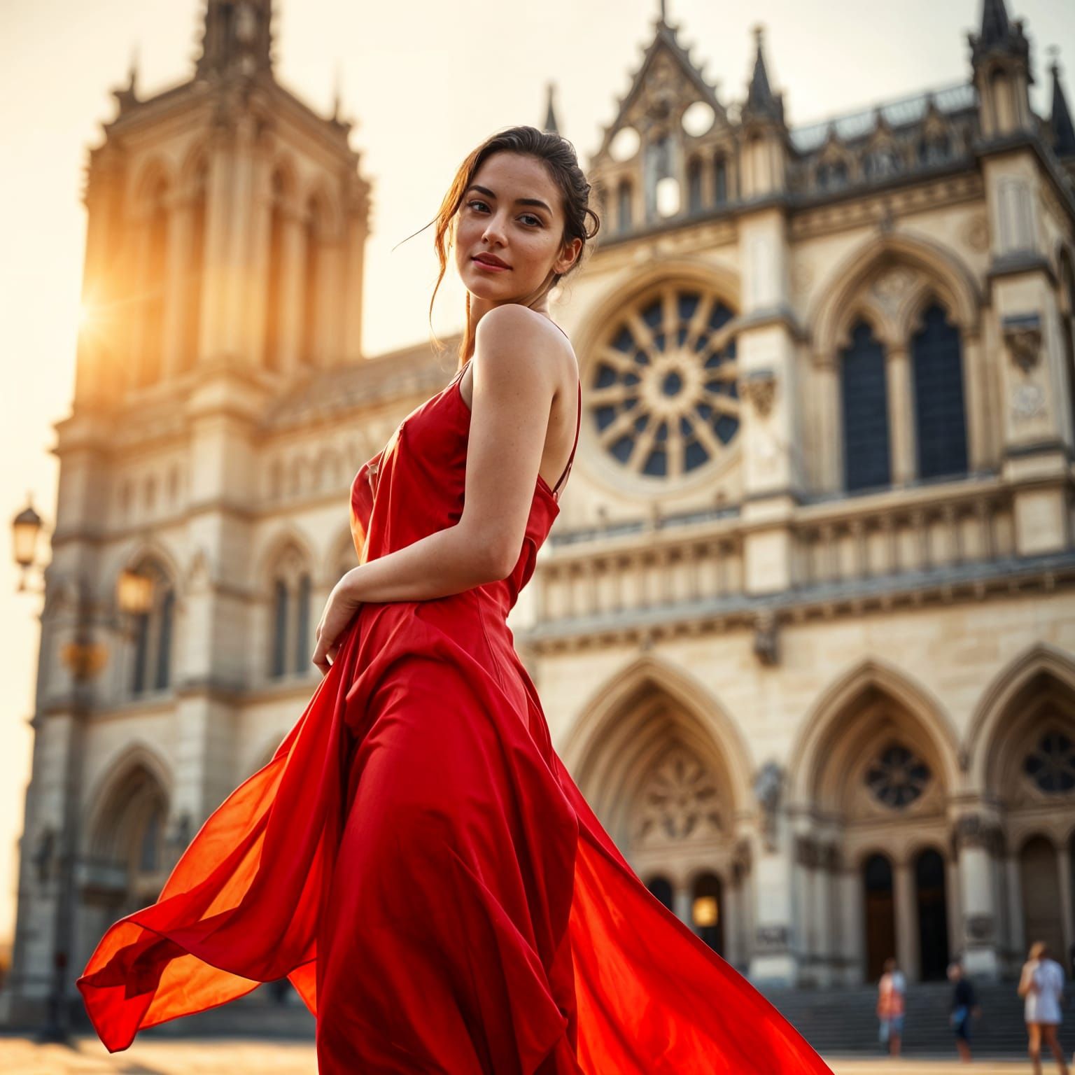 Elegant Woman in Paris at Golden Hour