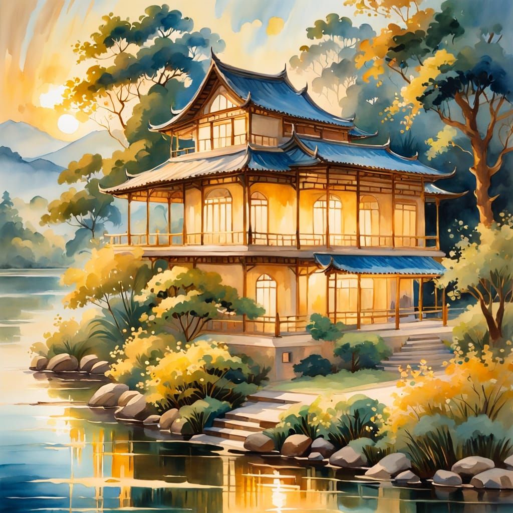 Serene riverside abode
