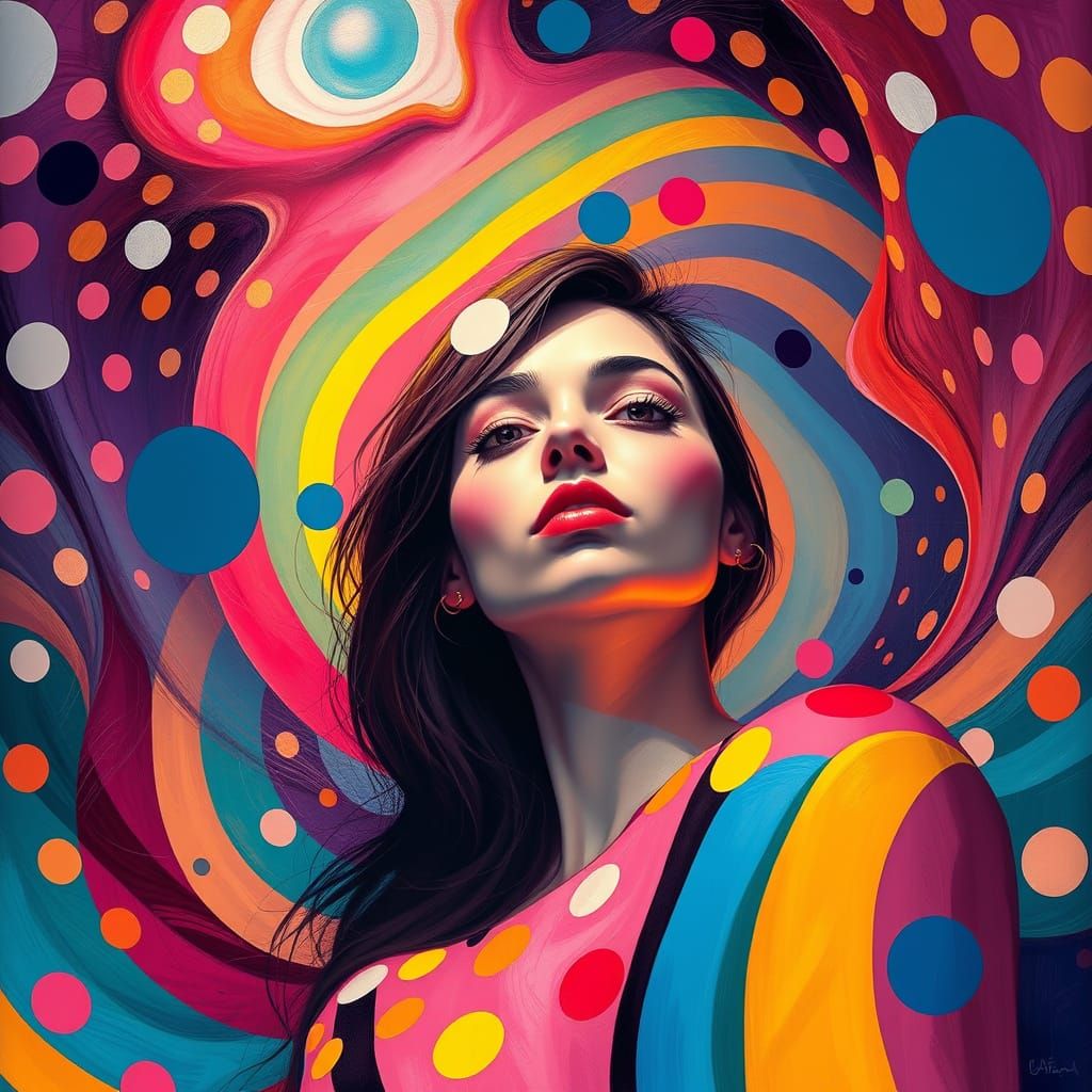 Surrealist Polka Dot Dreamscapes in Vibrant Colors