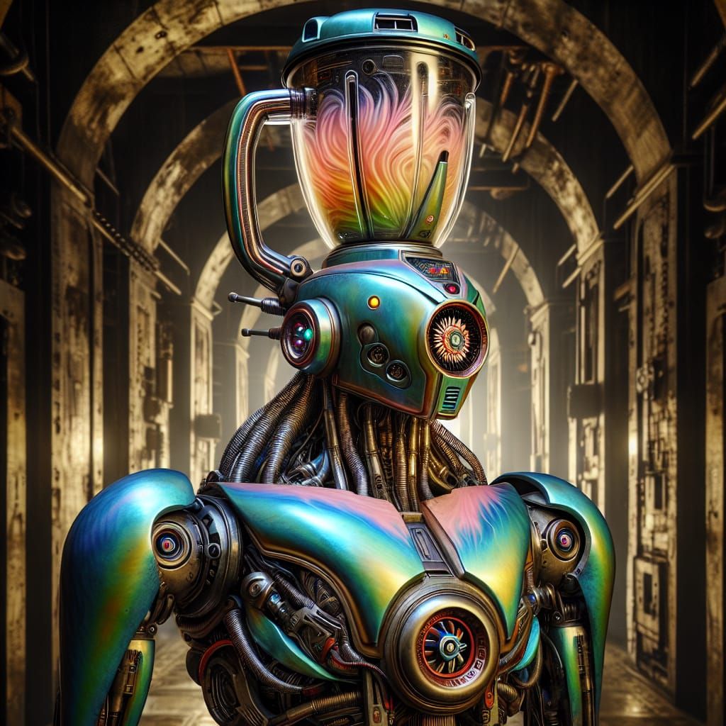 Steampunk Bio-Sentinel Android with Blender Head