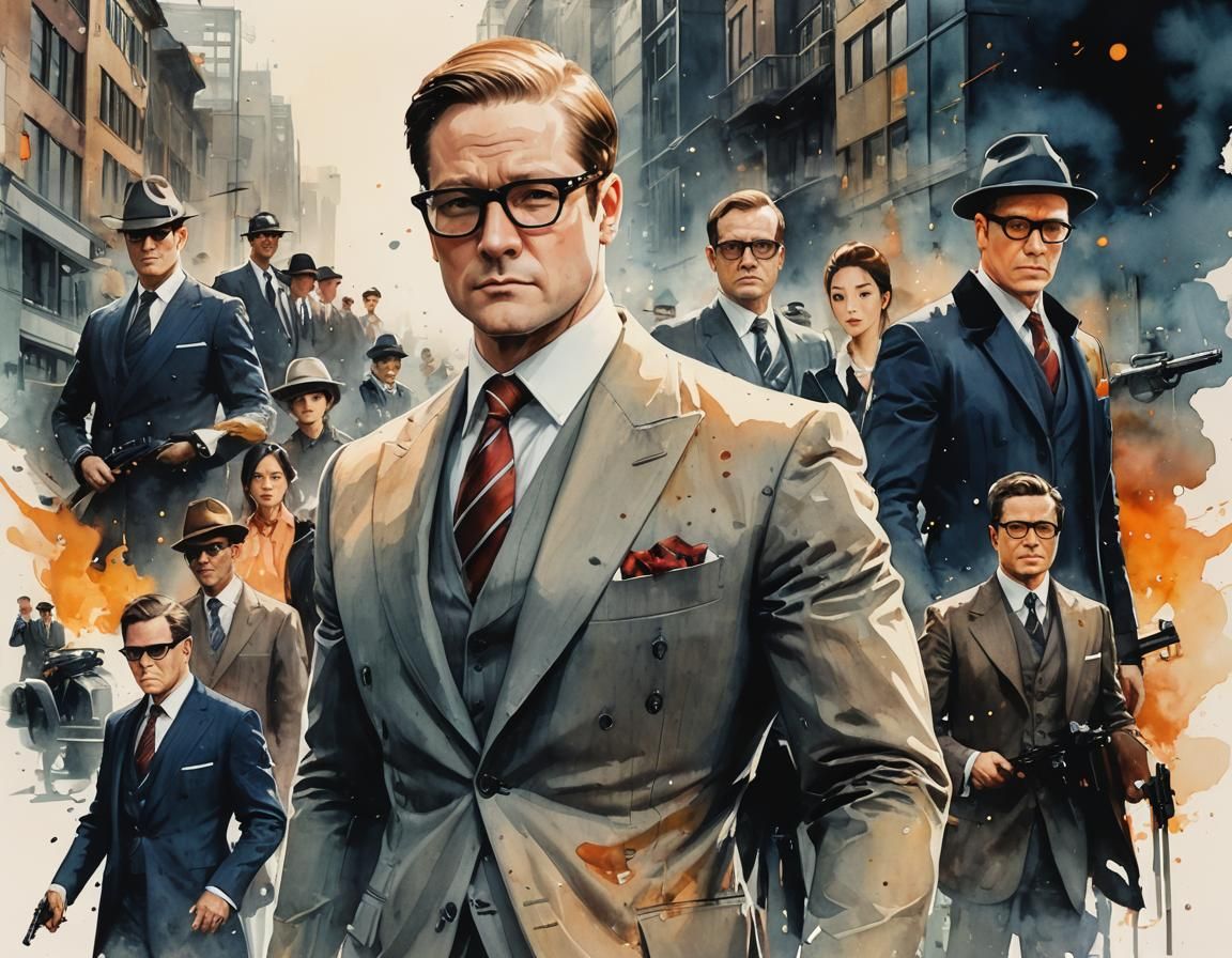 Kingsman in Watercolor Style Painting