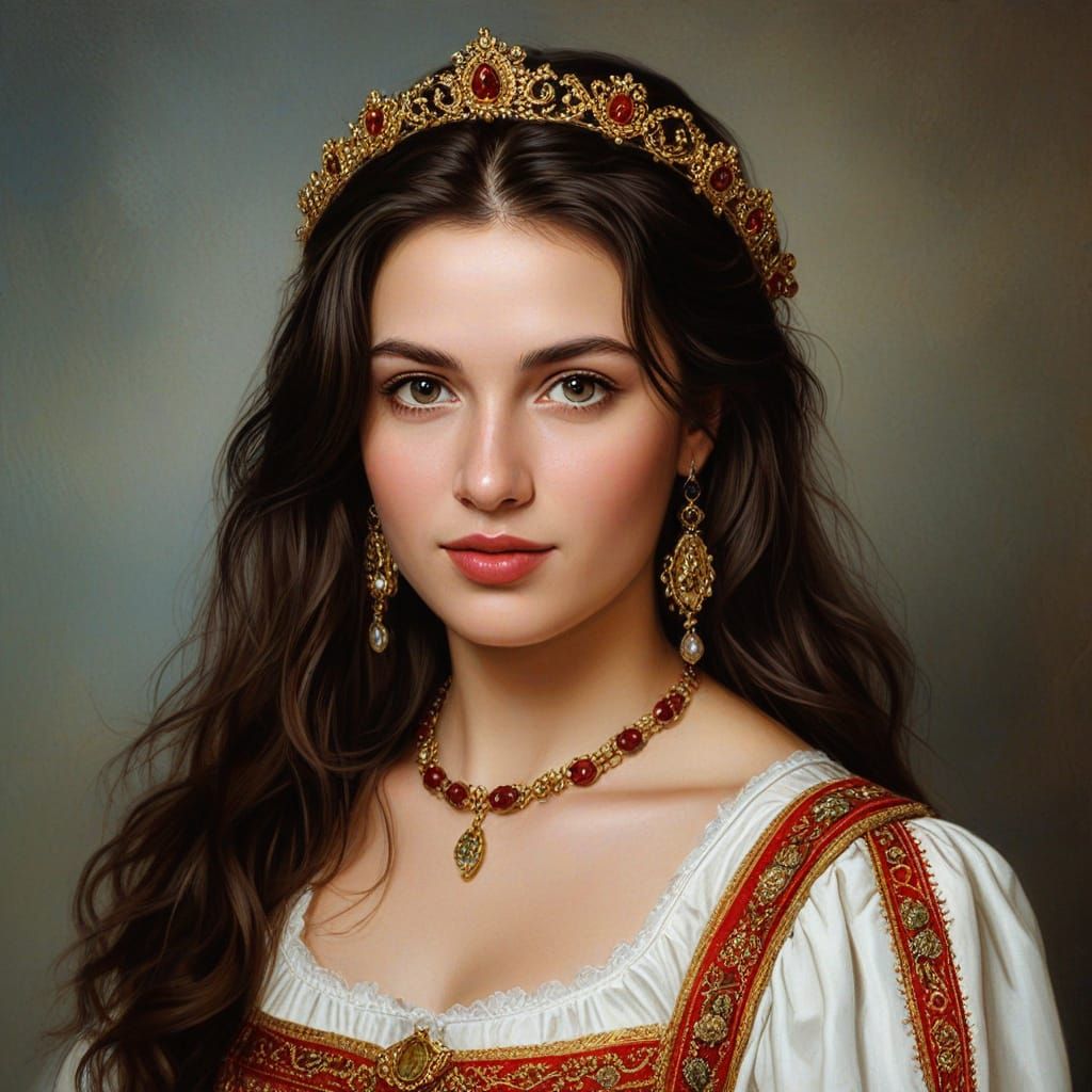 Croatian Woman in Traditional Attire, Rubens Oil Painting St...