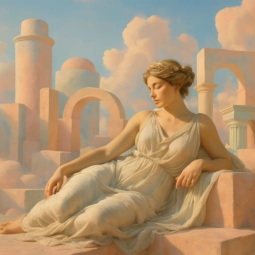 Greek Goddess in Dreamscape, Photorealistic Digital Art