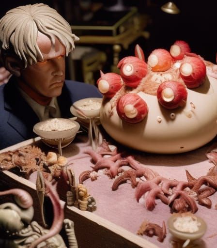 Demonic Banana Gunfight in Stop-Motion Style