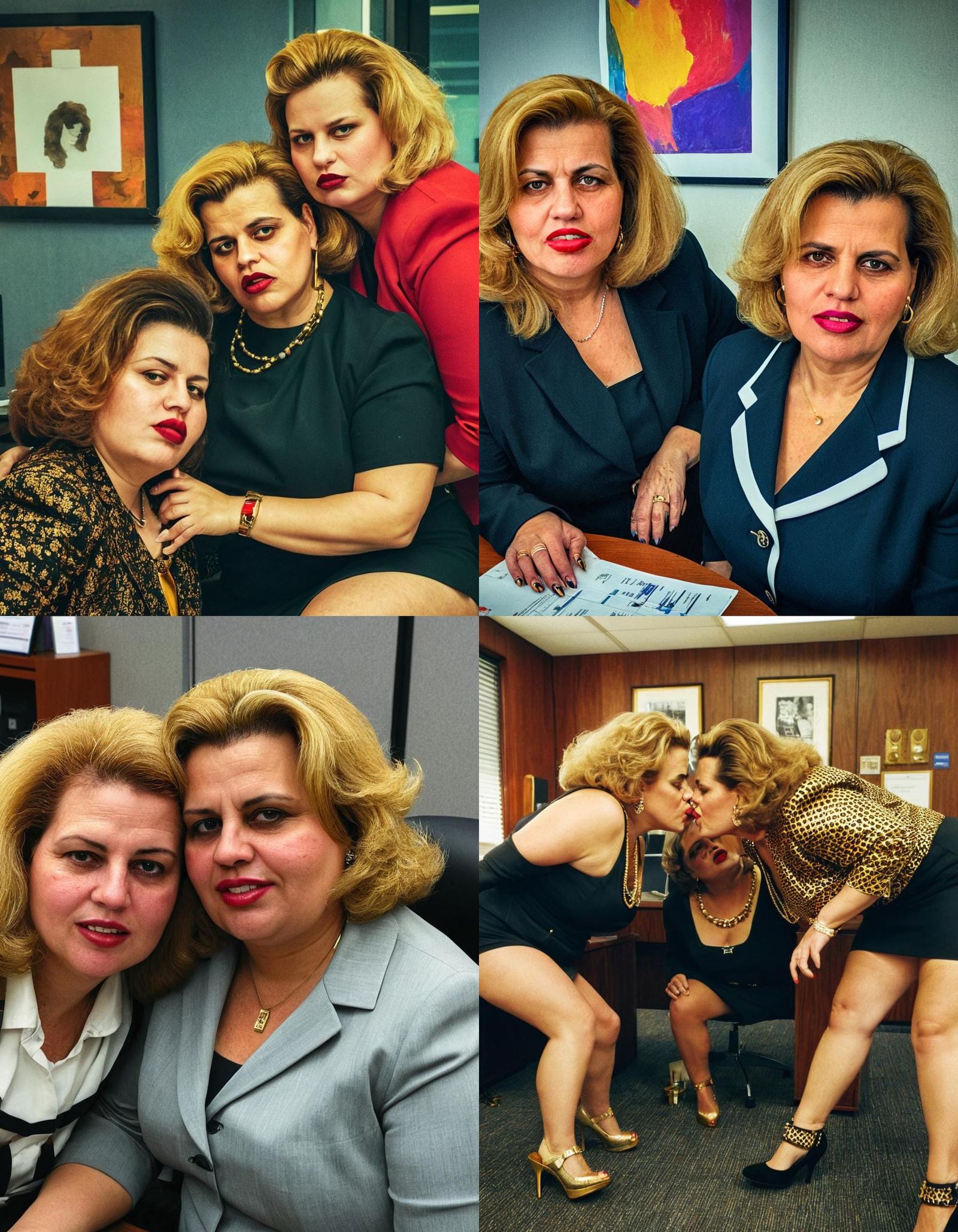 Women in Business Attire Kissing