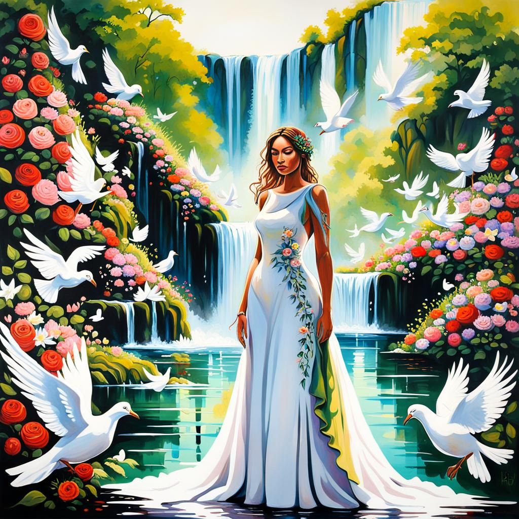 Princess Releasing Doves: Graffiti Art Style