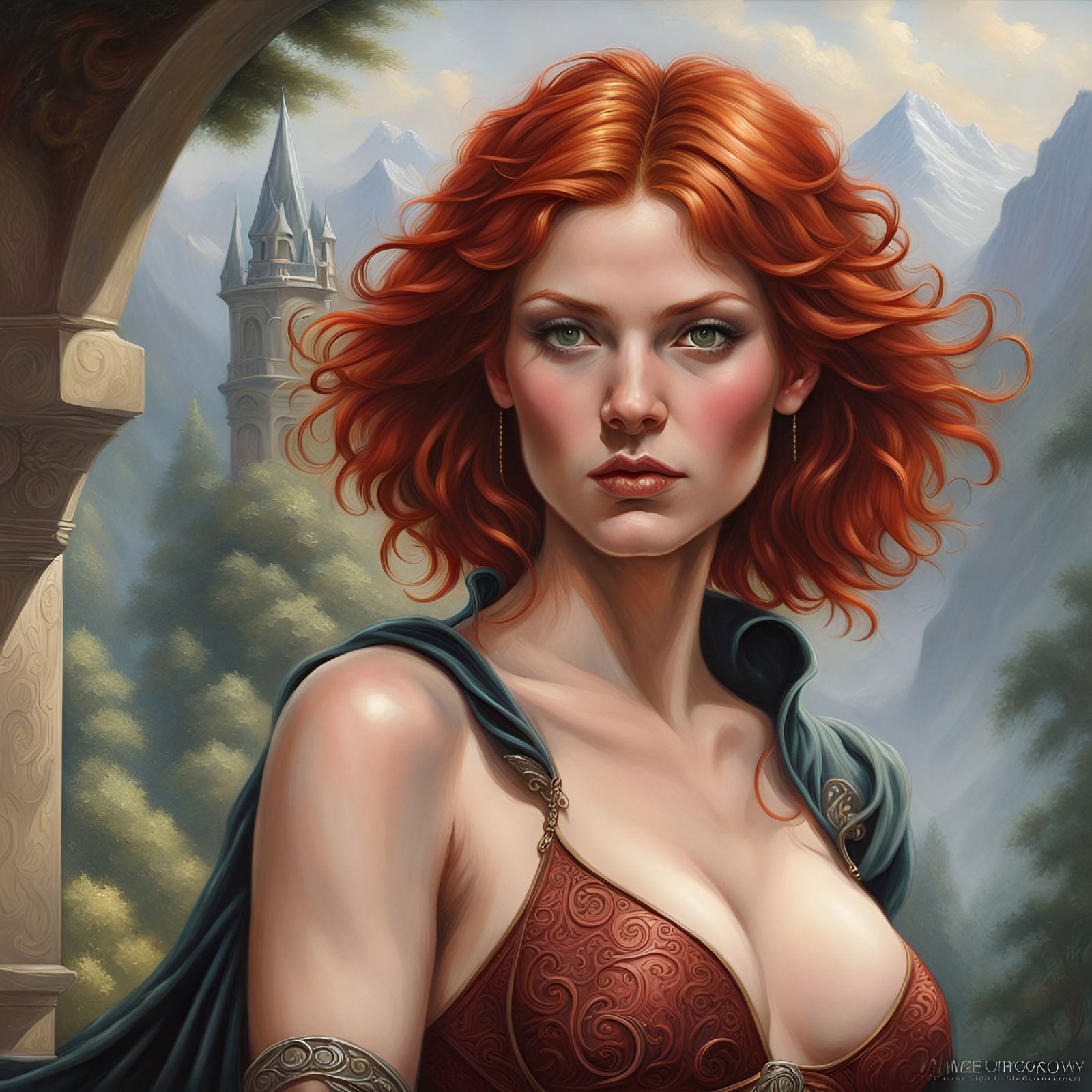 Attractive Redhead Woman with Short Hair