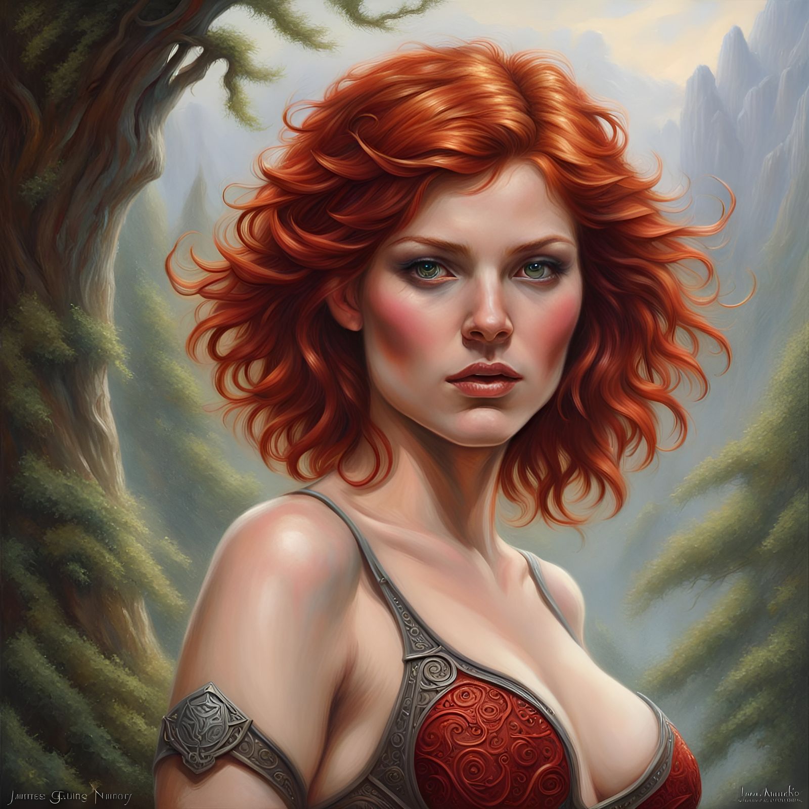 Attractive Redhead Woman with Short Hair