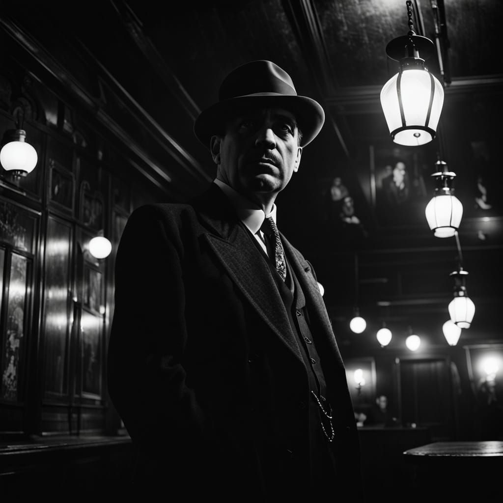 Mafia Member in 1920s Speakeasy, Film Noir
