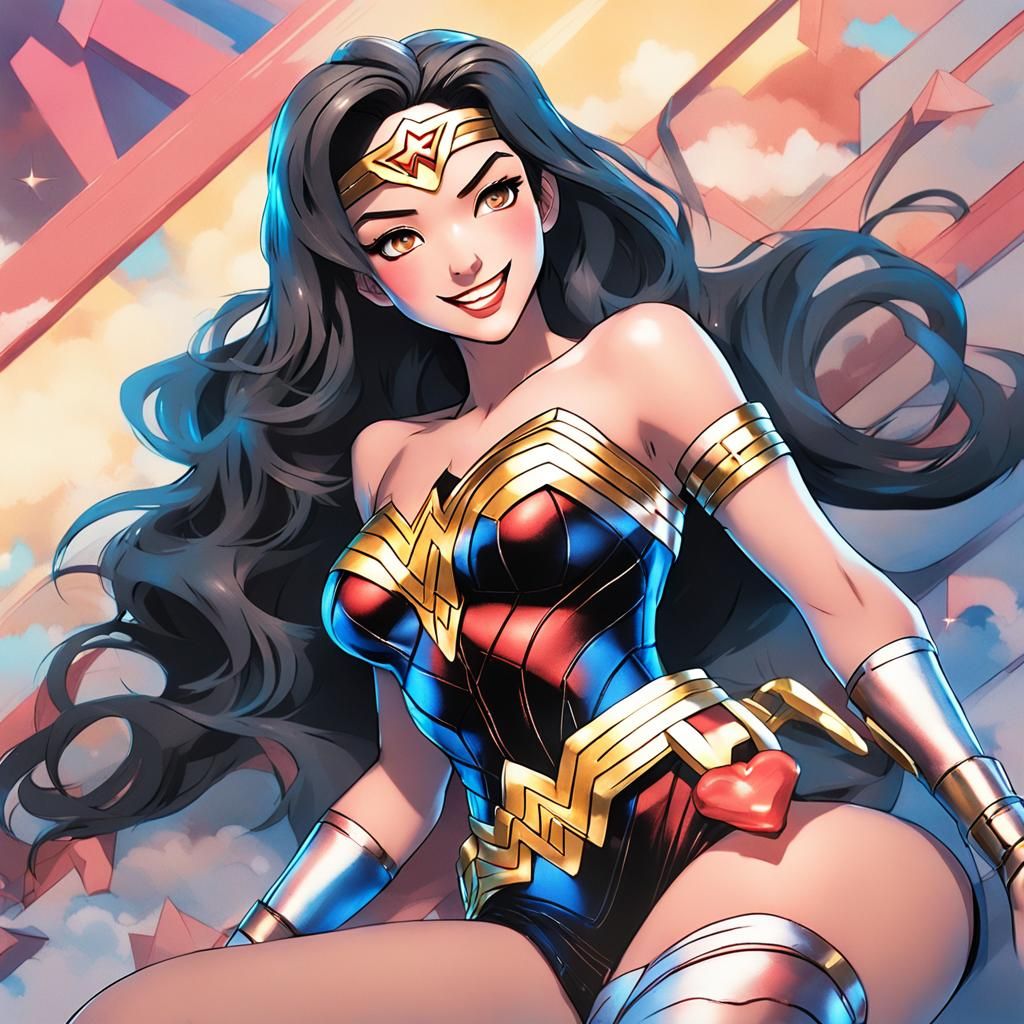 Anime Wonder Woman in Lingerie, 3D Render