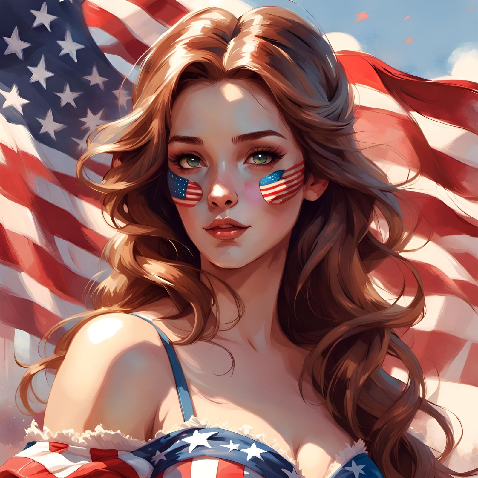 Princess Belle in American Flag Outfit