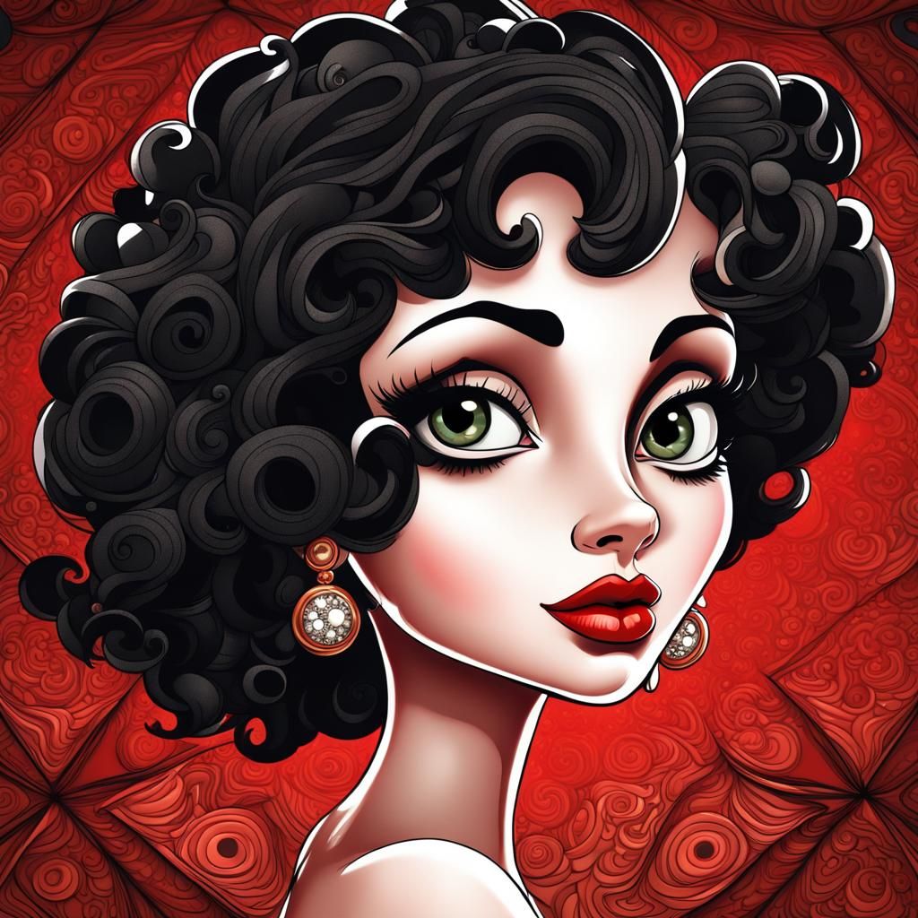 Cartoon Lady in Glamorous Hollywood Style