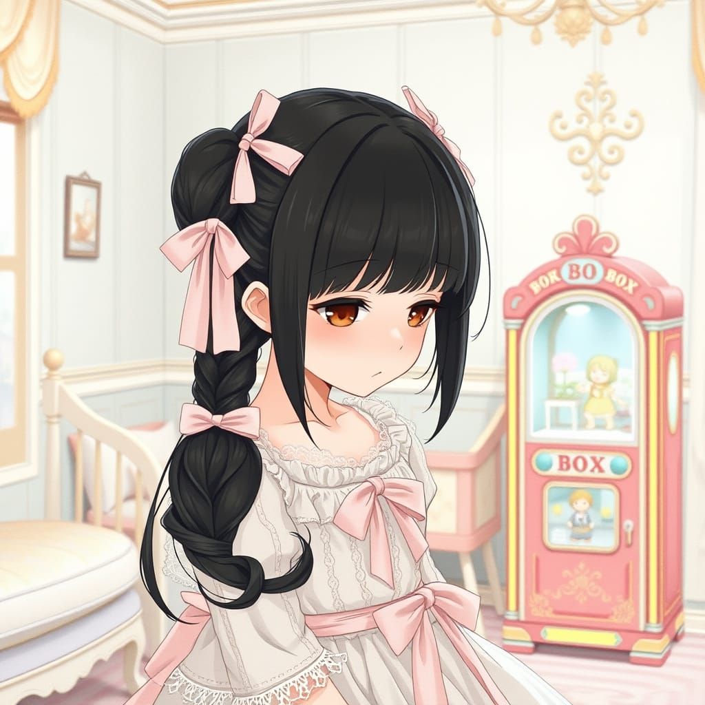 Anime Girl in Babycore Dress with Jack In The Box