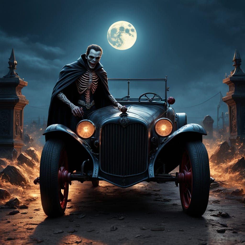 Mystical Vampire Adorned Hotrod Coffin