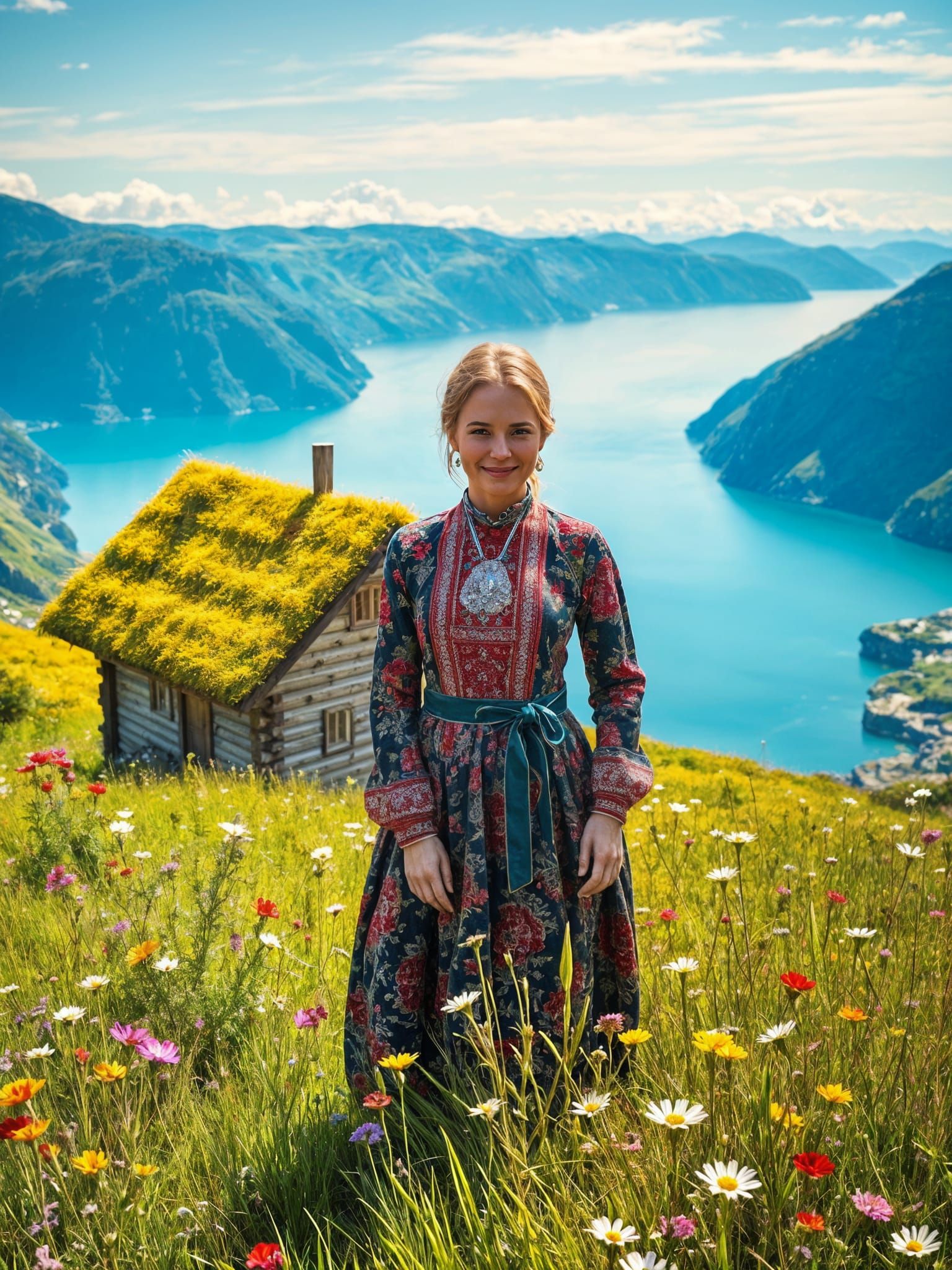 Picturesque Norway: Traditional Farmhouse and Fjord