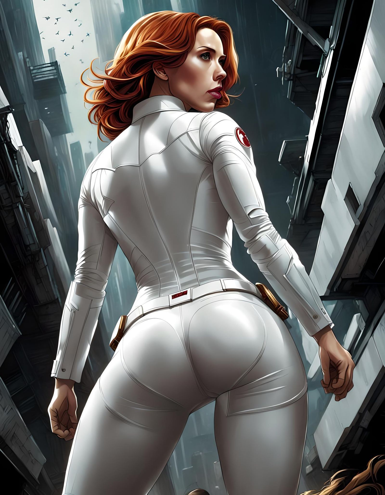 Natasha Romanoff in White Suit, Comic Book Art