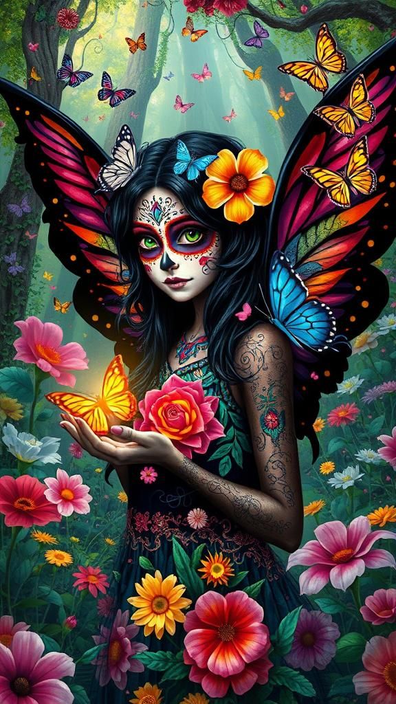 Woman in Día de los Muertos Face Paint