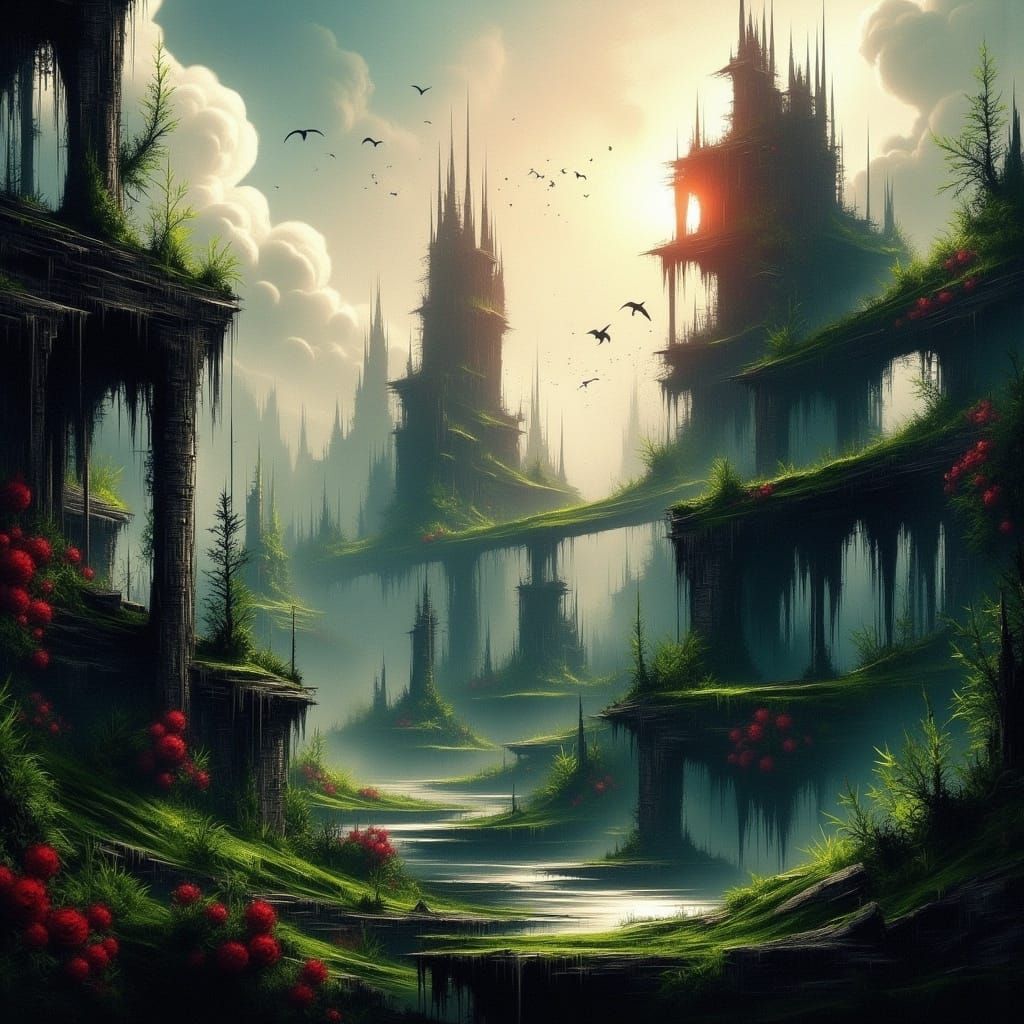 Nature Reclaims a Crumbling Post-Apocalyptic Metropolis