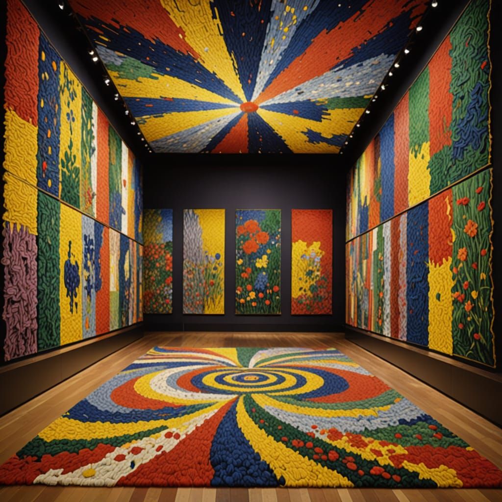 Painted Tapestry Hall Depicting Everyday Life