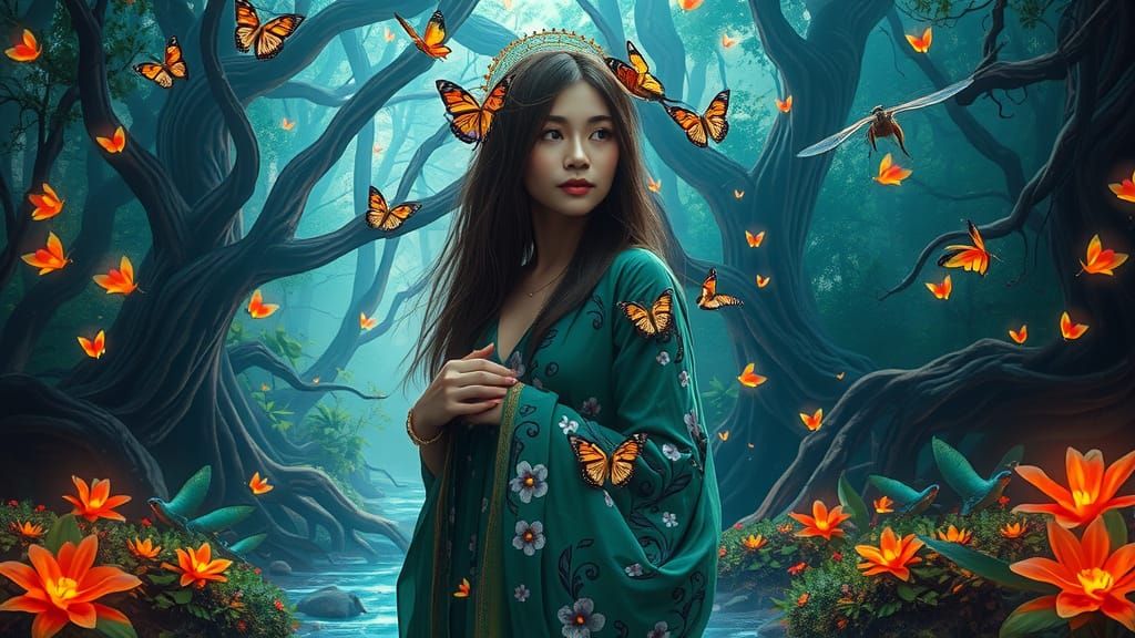 Hyperrealistic Indonesian Goddess of Nature