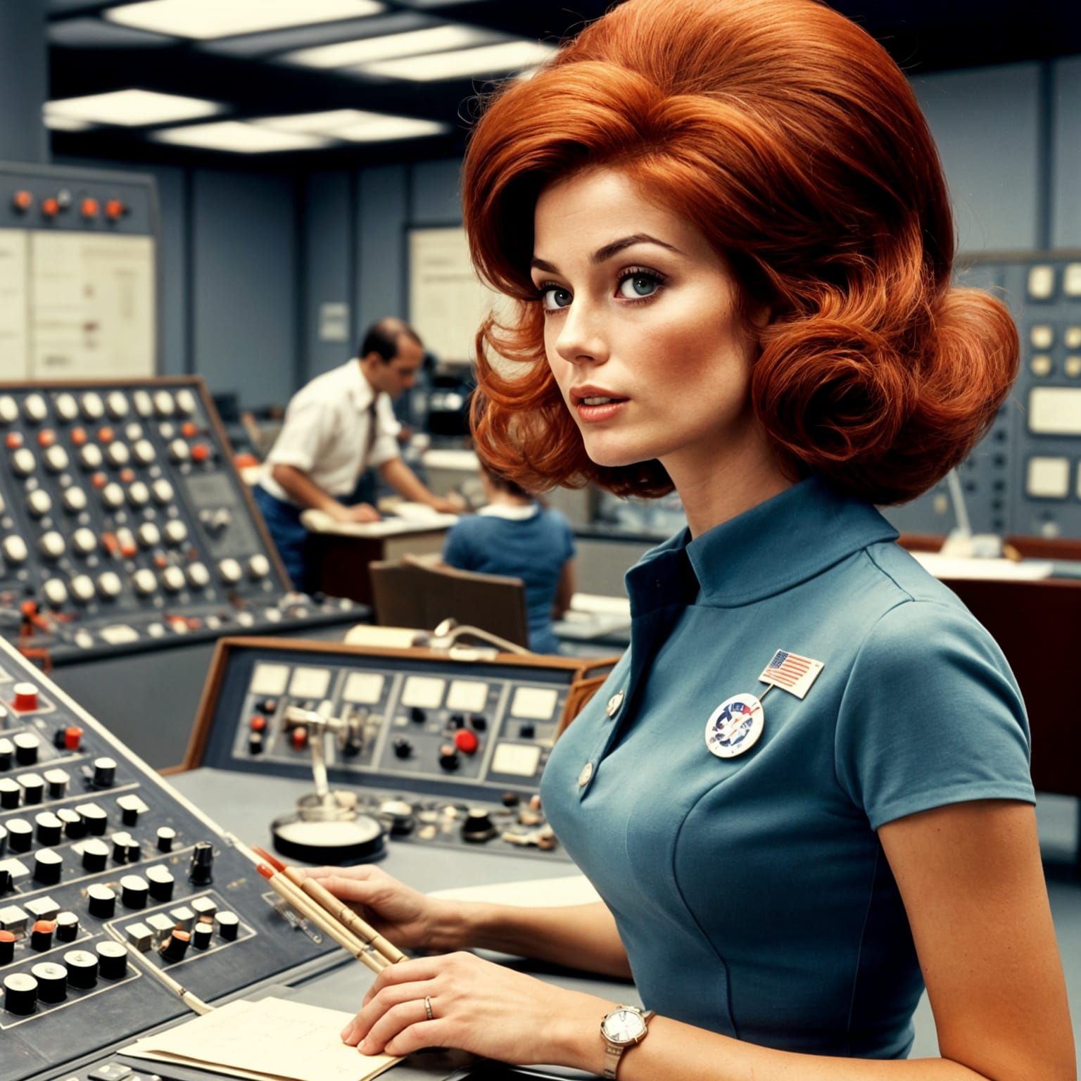 Retro NASA Technician in 1960s Mod Style