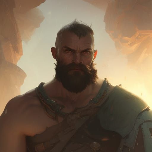 Goliath Barbarian Portrait in Digital Art Style