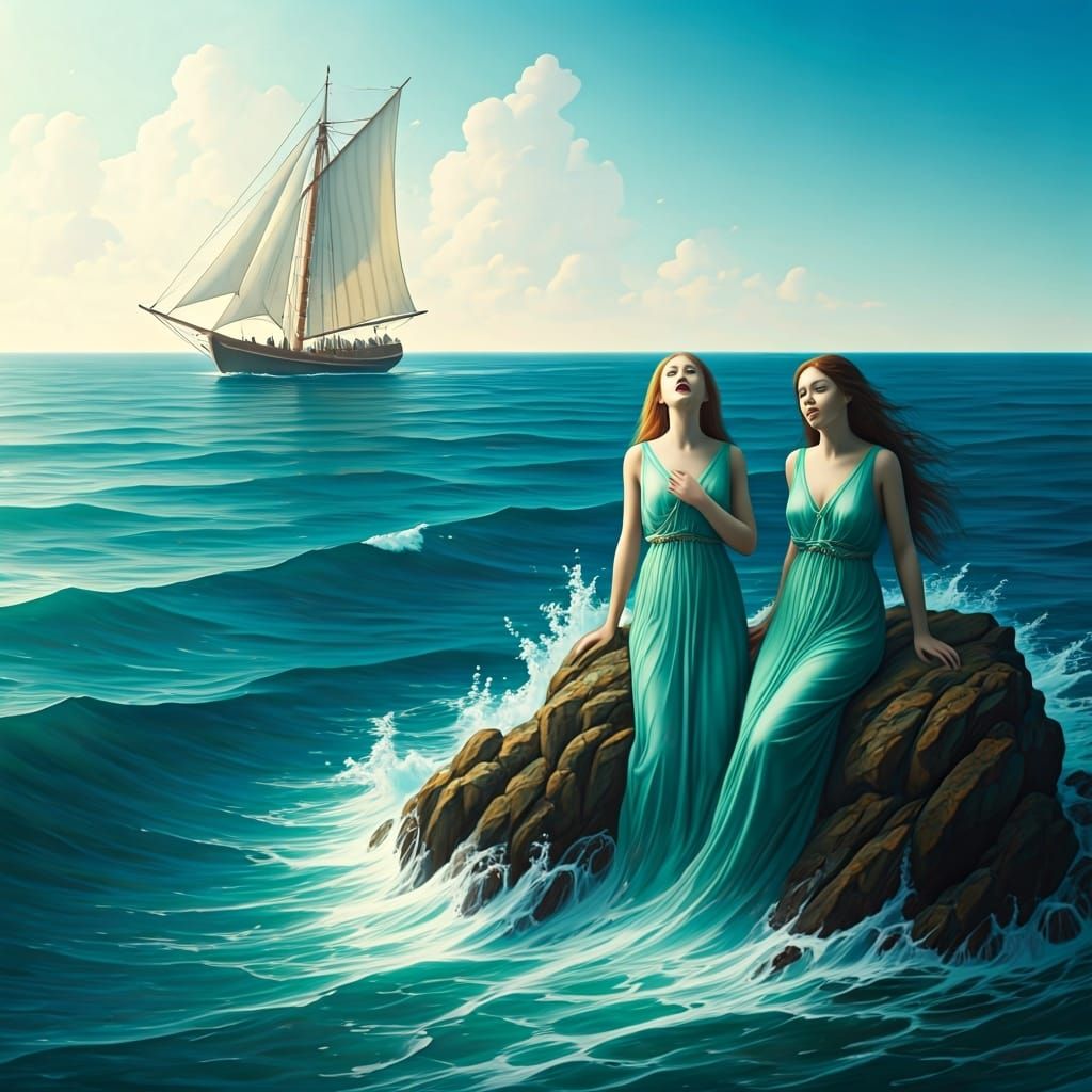 Sirens Beckon Sailor in Stormy Seas