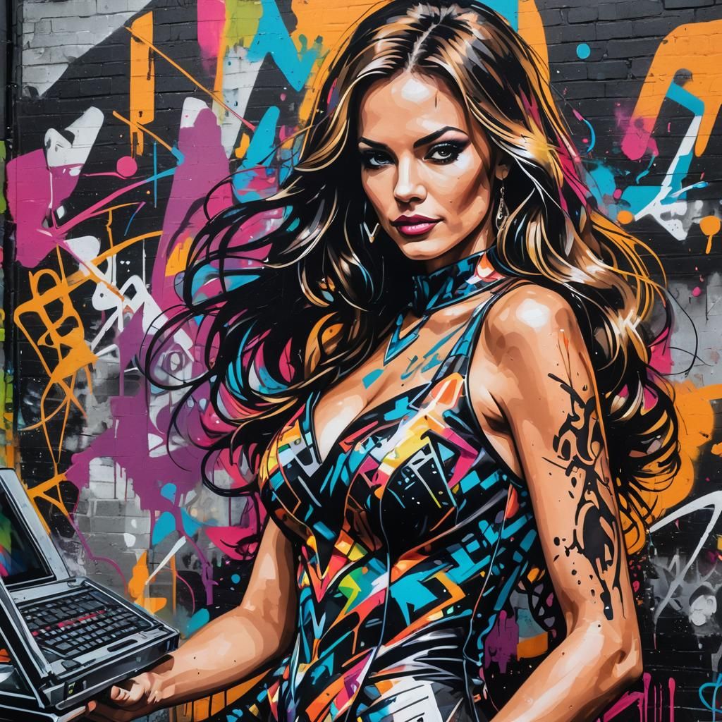Graffiti Art Portrait: Model with Allspark Computer