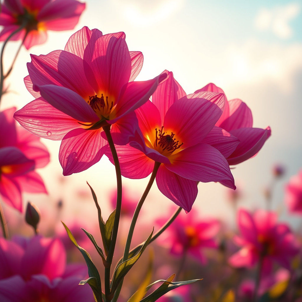 Hyperrealistic Floral Wonderland in Vibrant Sunny Hues