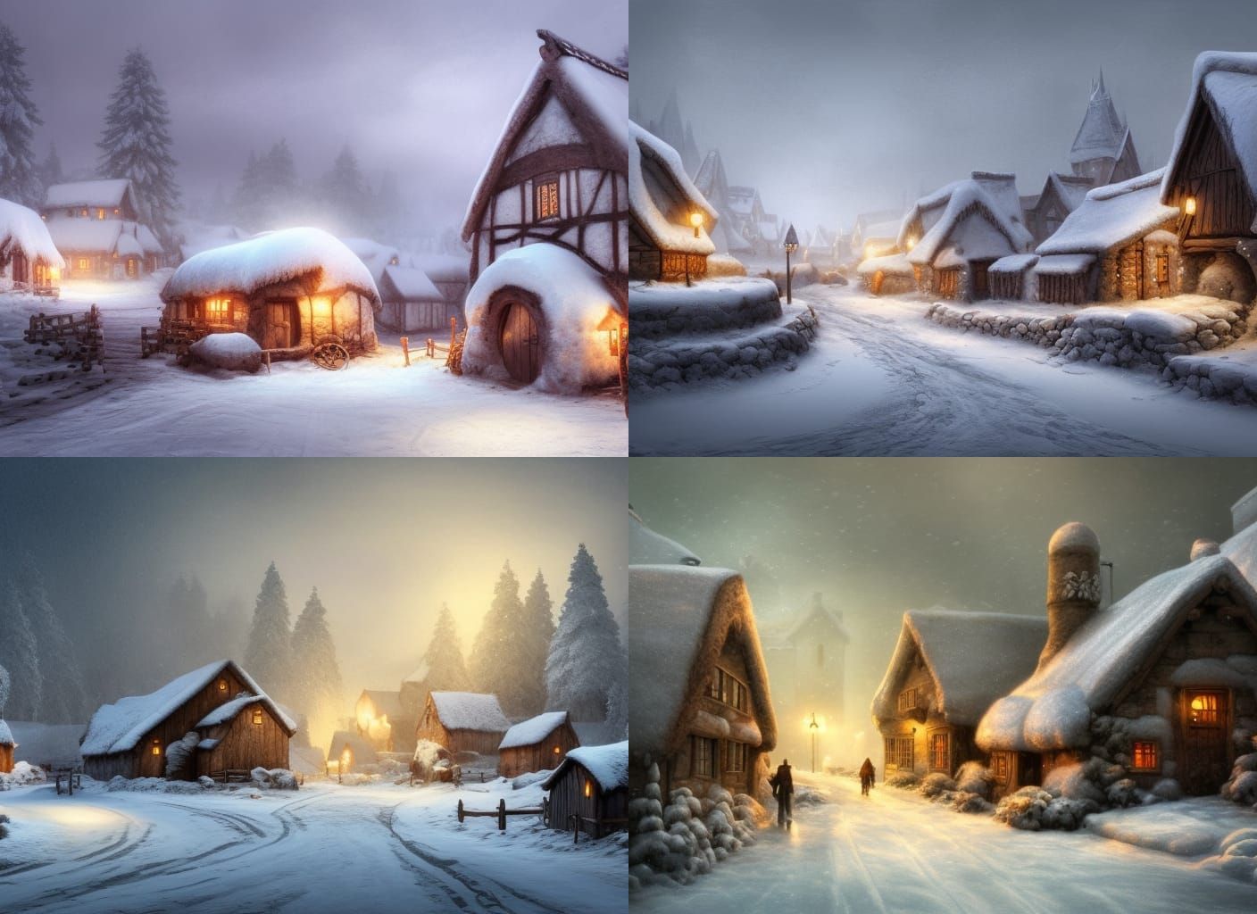 Cozy Viking Village in Winter: Detailed Matte Painting