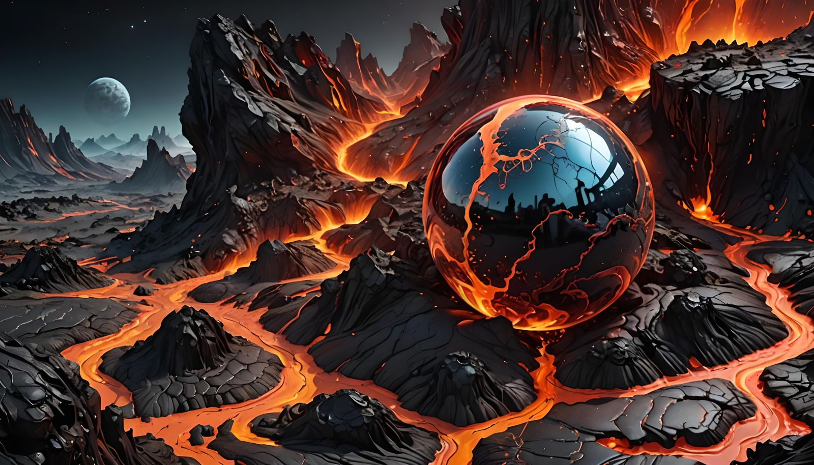 Hostile Alien Planet with Molten Surface